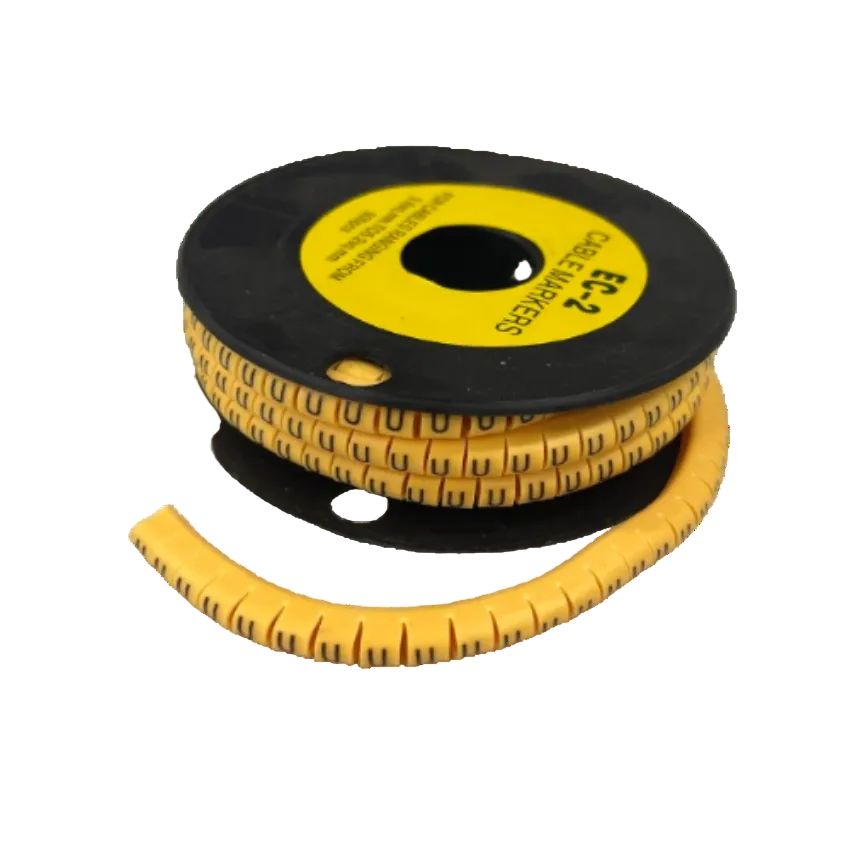 Grippes (U) Cable Marker 3.6mm to 5.2mm Color Yellow 1roll 500pcs) EC-2Y Wire Tagging