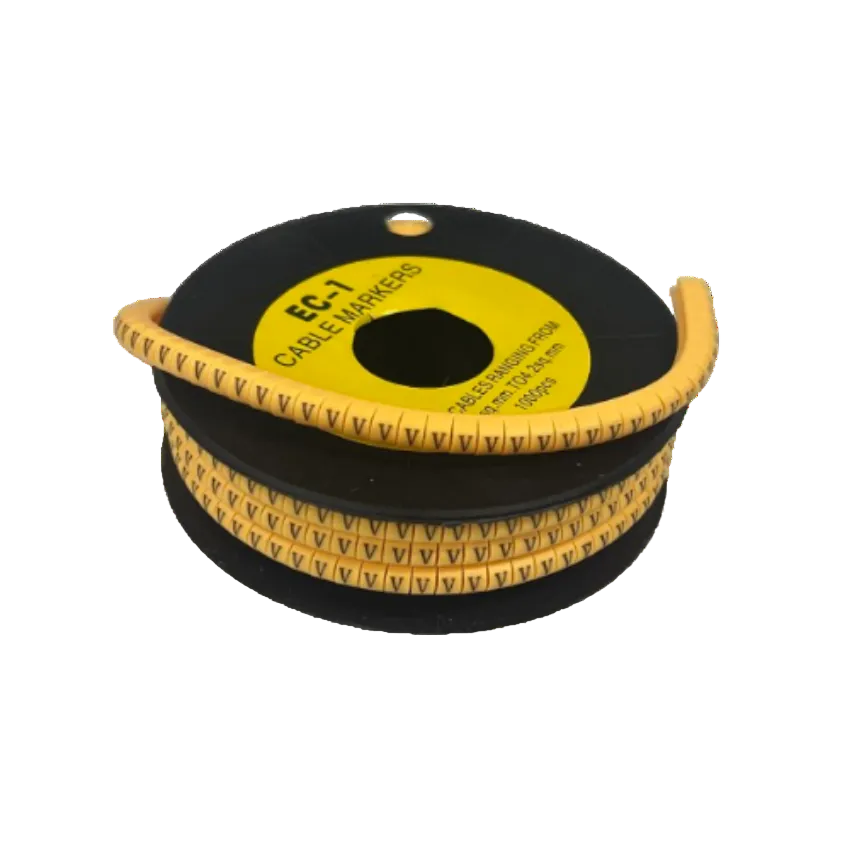 Cable (V) Marker 2.6mm to 4.2mm ( 1000pcs) Yellow EC-1Y Wire Tagging