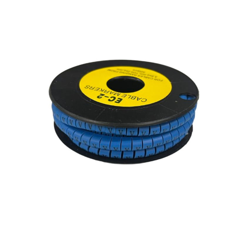 Grippes (V) Cable Marker 3.6mm to 5.2mm Color Blue 1roll 500pcs EC-2B Wire Tagging