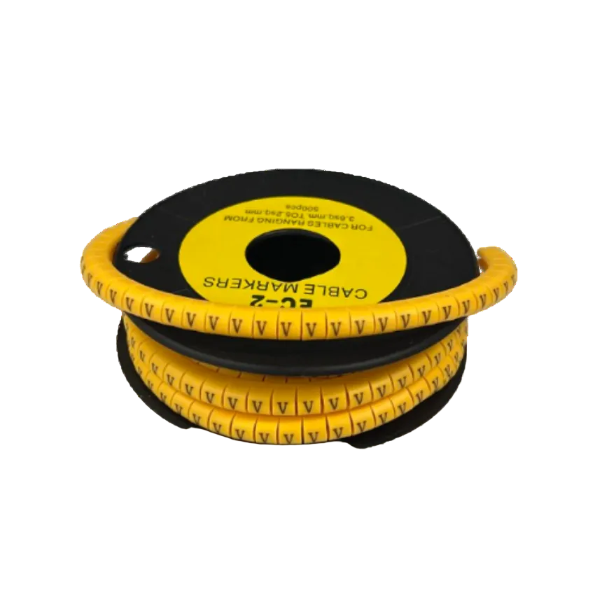 Grippes (V) Cable Marker 3.6mm to 5.2mm Color Yellow 1roll 500pcs) EC-2Y Wire Tagging