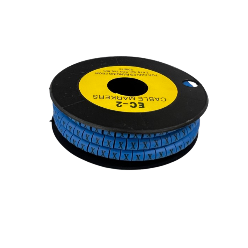 Grippes (X) Cable Marker 3.6mm to 5.2mm Color Blue 1roll 500pcs EC-2B Wire Tagging