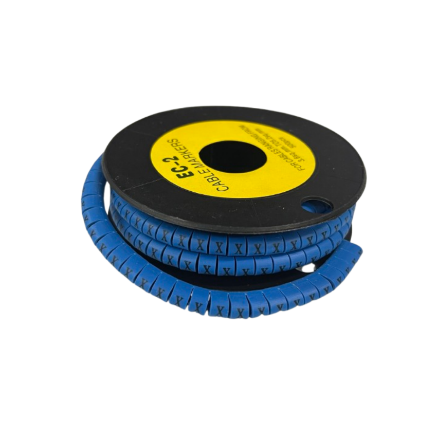 Grippes (X) Cable Marker 3.6mm to 5.2mm Color Blue 1roll 500pcs EC-2B Wire Tagging