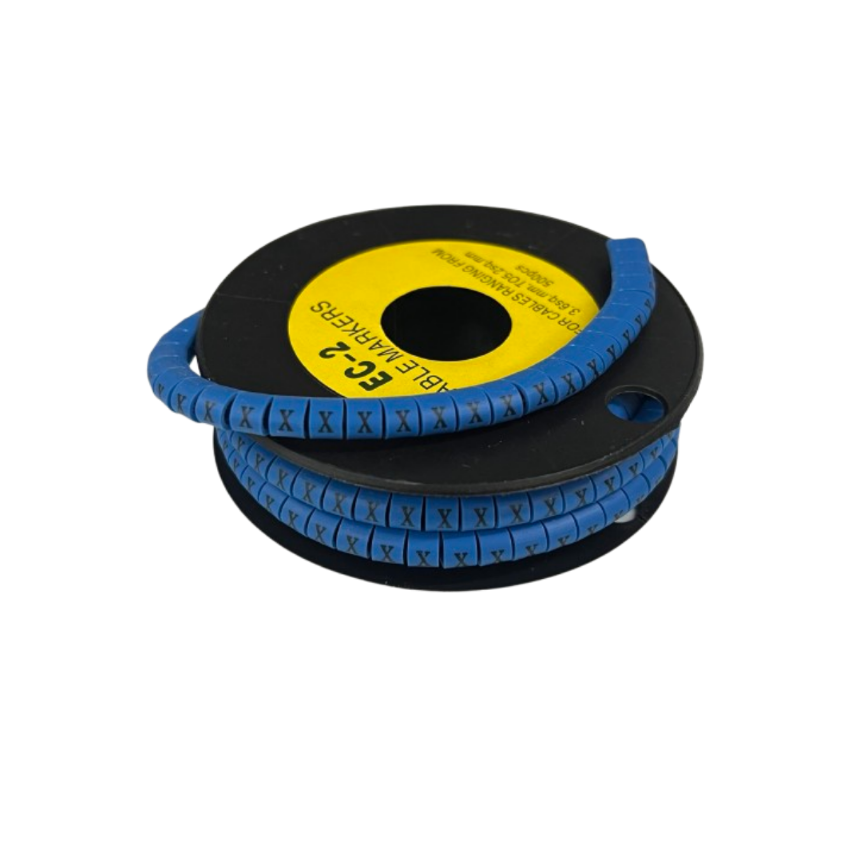 Grippes (X) Cable Marker 3.6mm to 5.2mm Color Blue 1roll 500pcs EC-2B Wire Tagging