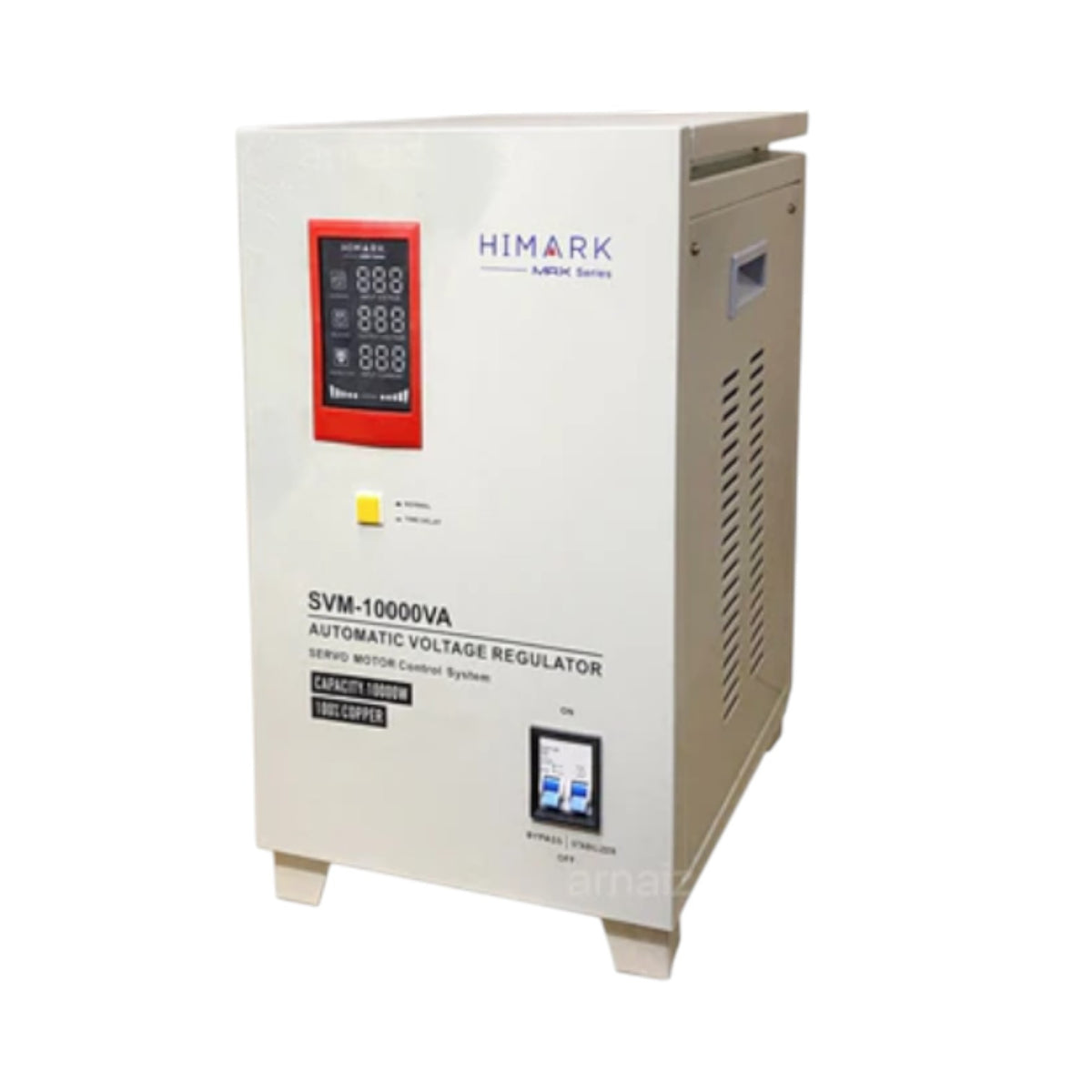 Himark 10000W Automatic Voltage Regulator 2 Universal Outlet 1 Input and 1 Output Terminal Block MCB Protection SVM-10000VA SL
