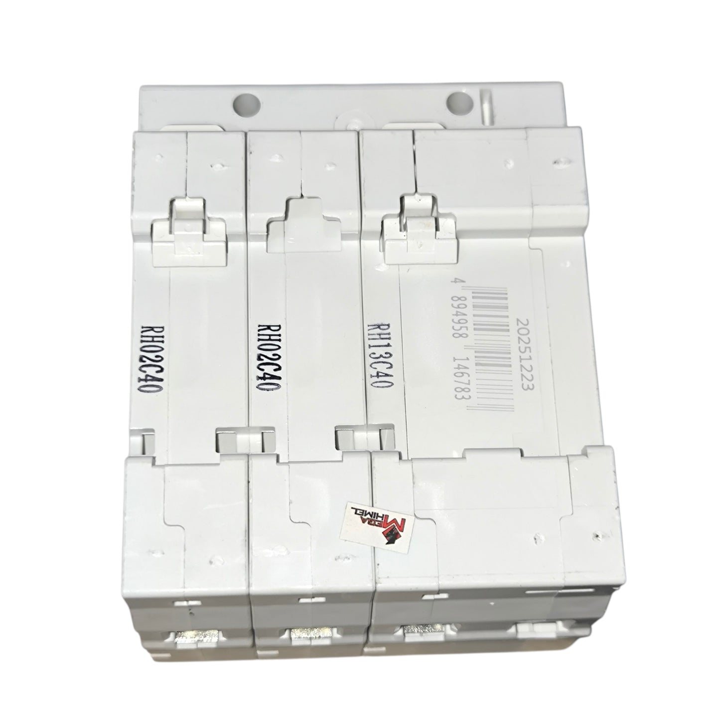 Electrical breaker panel with multiple slots on a white background