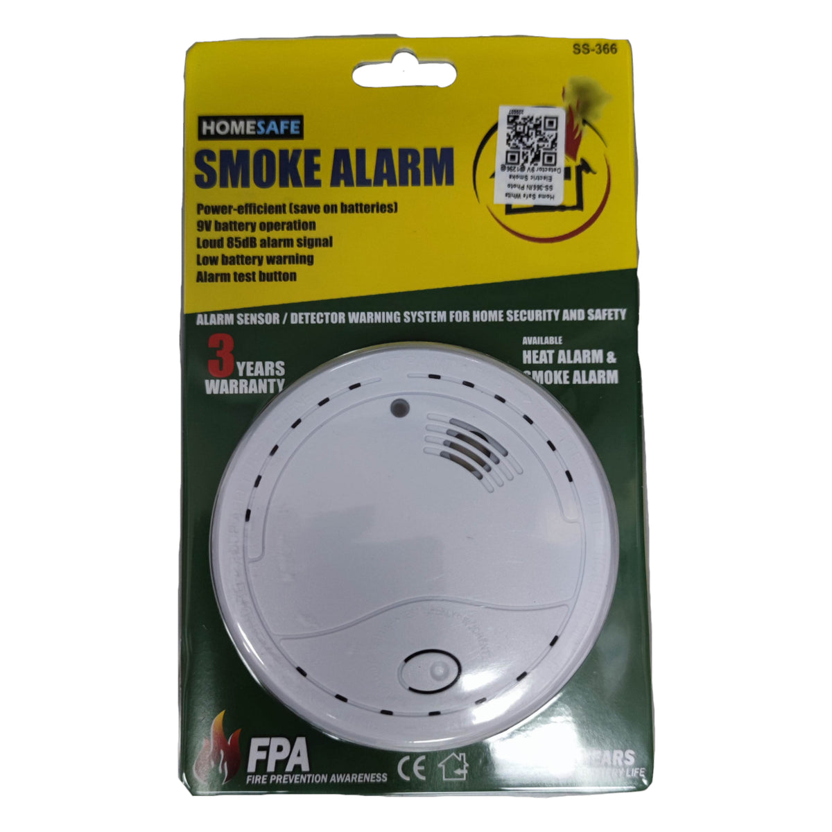 Home Safe Smoke Detector 9V Smoke Alarm Photoelectric SS-366