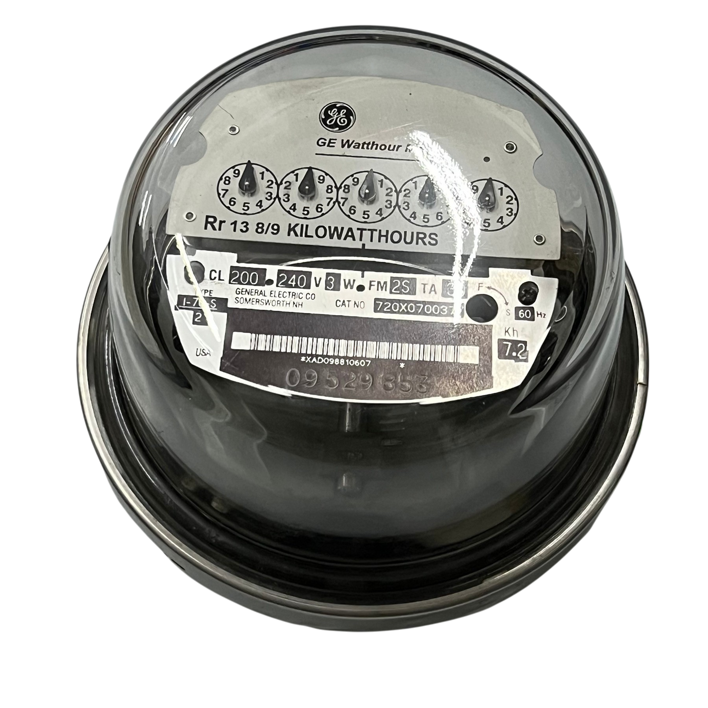 GE I-70-S KWH Meter Analog Type 3 Wire CL200, I70S KWH Meter 4 Jaws