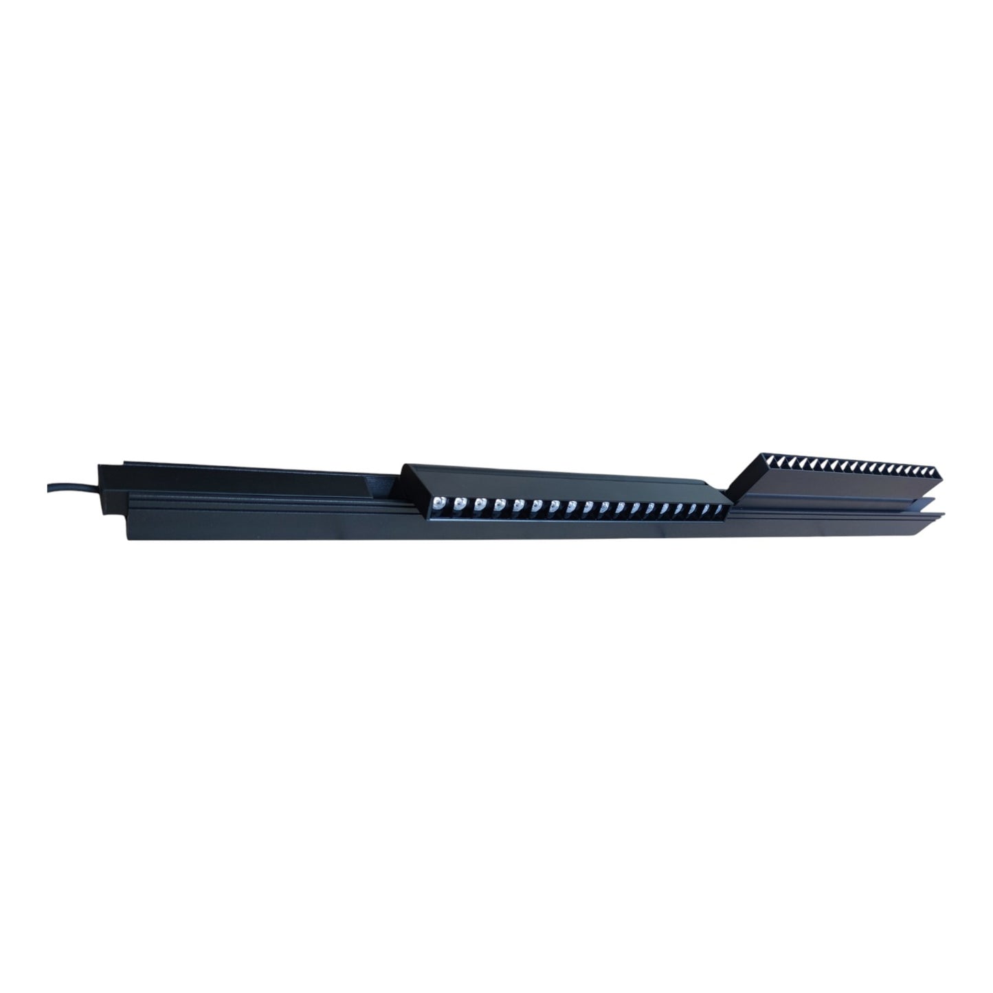 Black metal strip with teeth on a white background