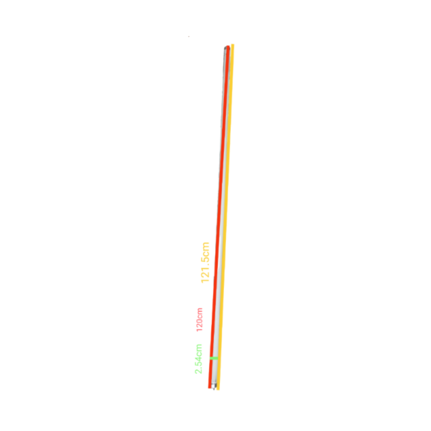 Irisram 36W T8 yellow fluorescent tube measuring 121.5 cm length with slim design