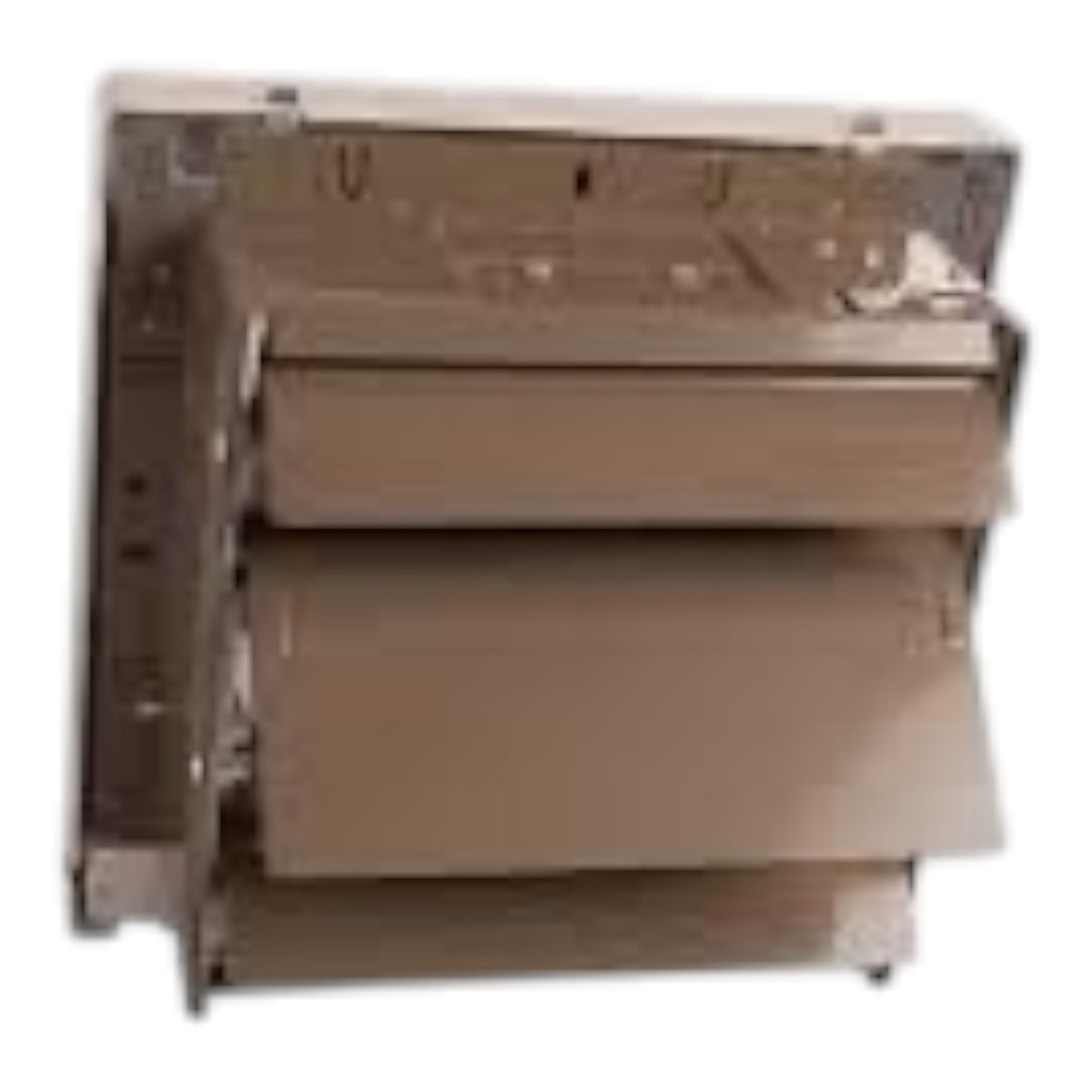 A wall-mounted metal double drawer storage unit with a brushed silver finish, shown open against a plain white background.
