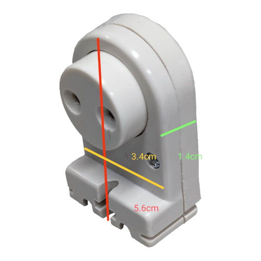 A white plastic mounting bracket or adapter shown on a plain white background with overlaid measurement lines and dimensions: 3.4 cm, 1.