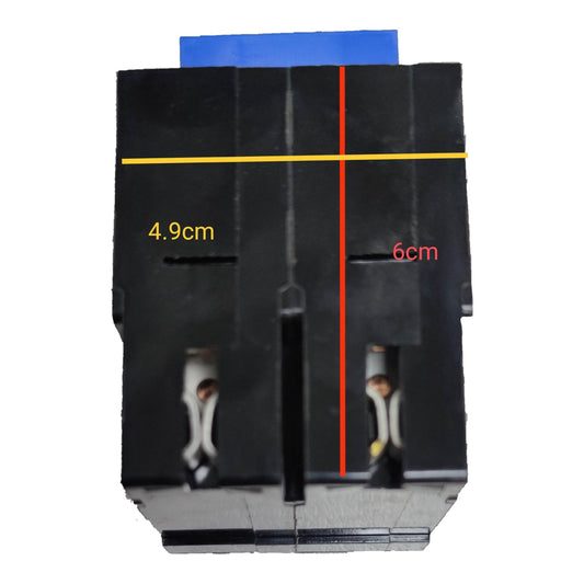 Black rectangular object with measurements on a white background Koten 15A 2Pole 10 KAIC 220V Circuit Breaker Single Phase Plug In HPH-P15A2P for Safety Overload Easy Installation Electx Electrical Supply