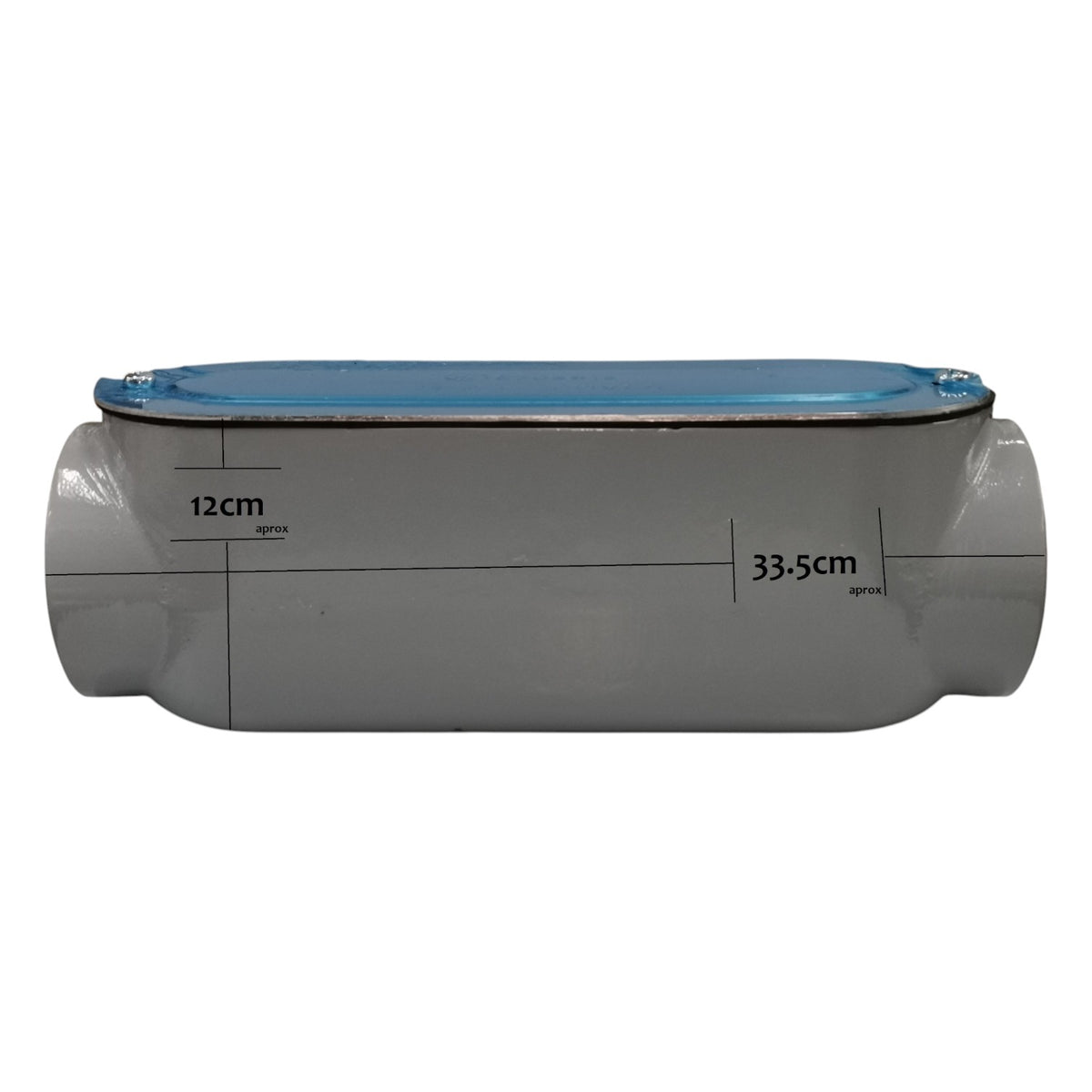 Rectangular pool with blue top and gray sides on a white background