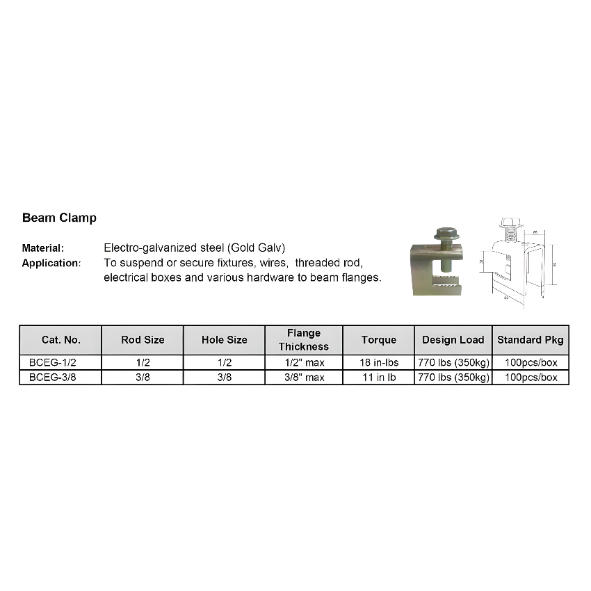 McGill Beam Clamp 1/2" Model# BCEG-1/2 electx