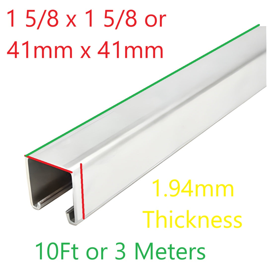McGill 1 5/8 x 1 5/8 Unistrut Channel HDG Finish 10 Feet (3 Meters) Solid SC-HDG4141 41mm x 41mm x 1.94mm Thickness
