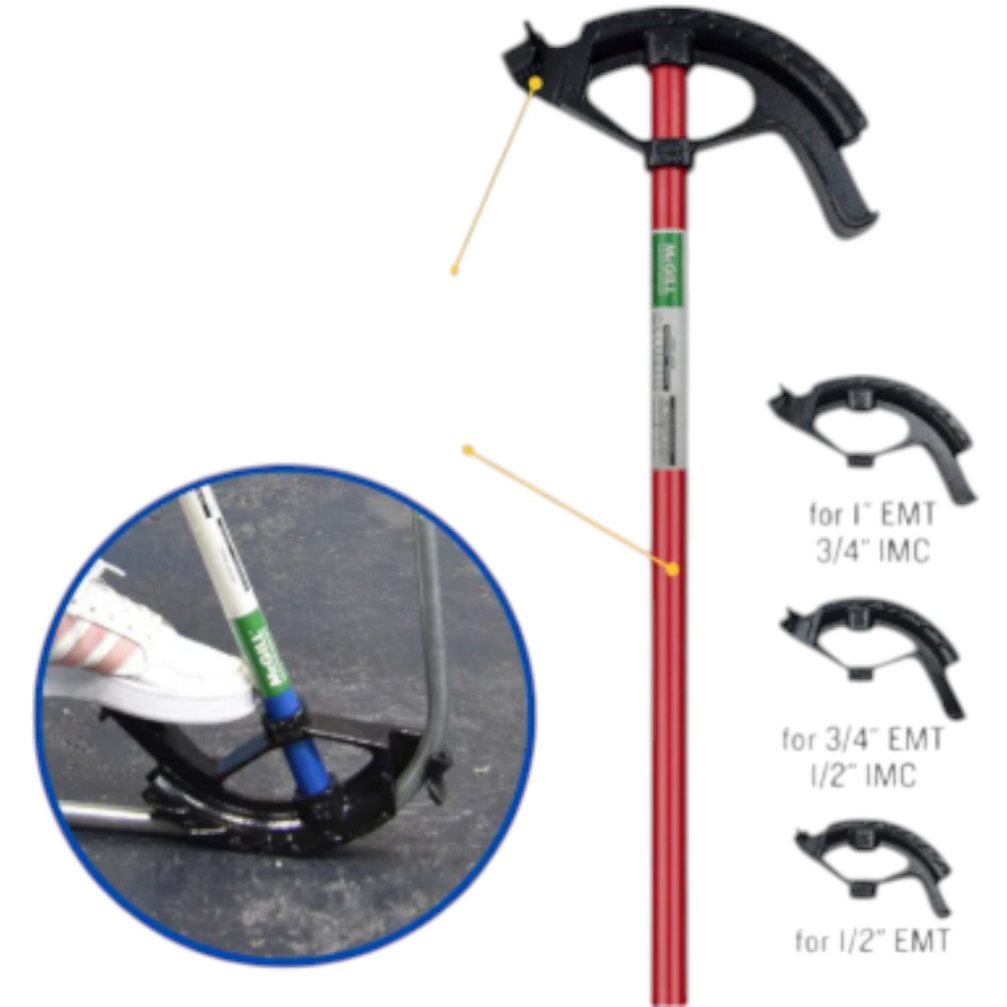 Mcgill Manual Pipe Bender MGPB-075 for EMT Pipe 3/4 inch and IMC/RSC Pipe 1/2 inch