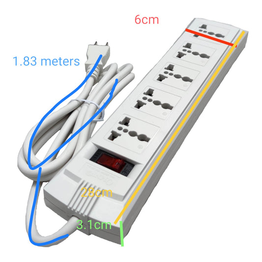 Omni 5 Gang Universal Extension Cord with Switch 10A 250V WEU-105-PK - photo 2