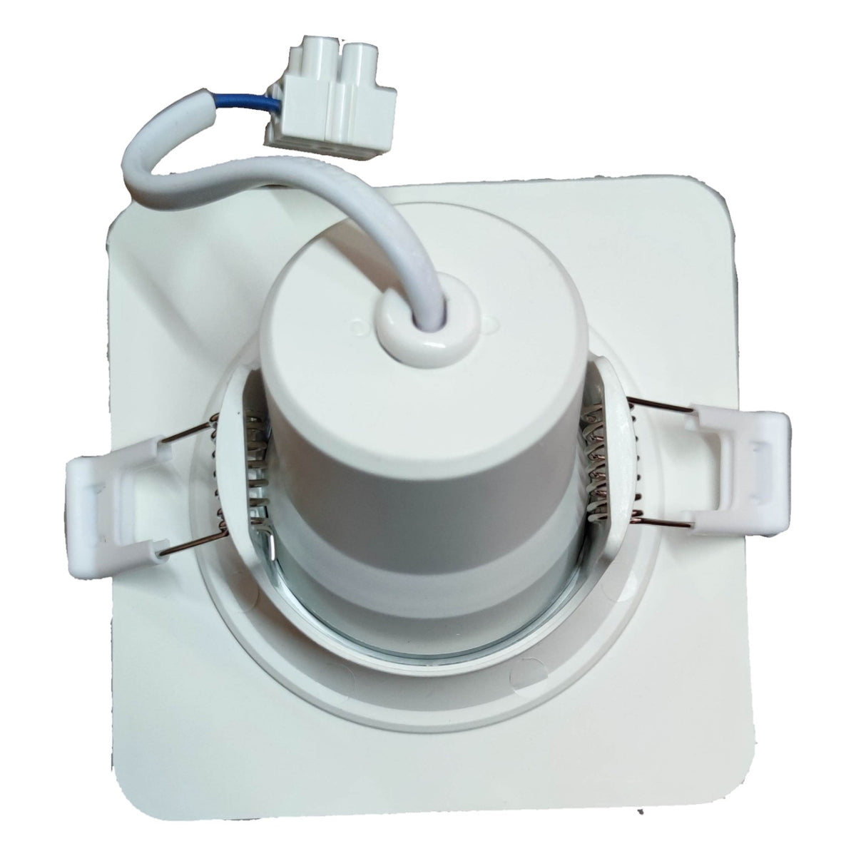 White ceiling fan motor on a white background