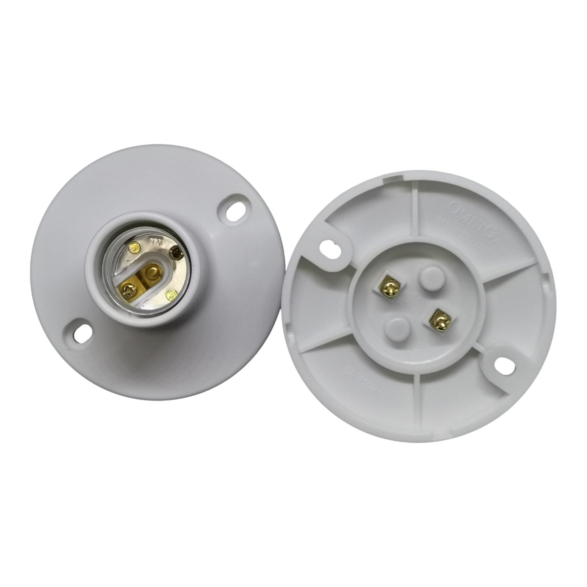 Two gray light socket covers on a white background
