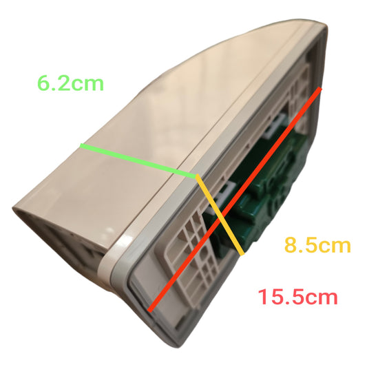 A product photo of a wall-mounted light fixture with overlaid dimension lines and text showing measurements of 6.2cm, 8.