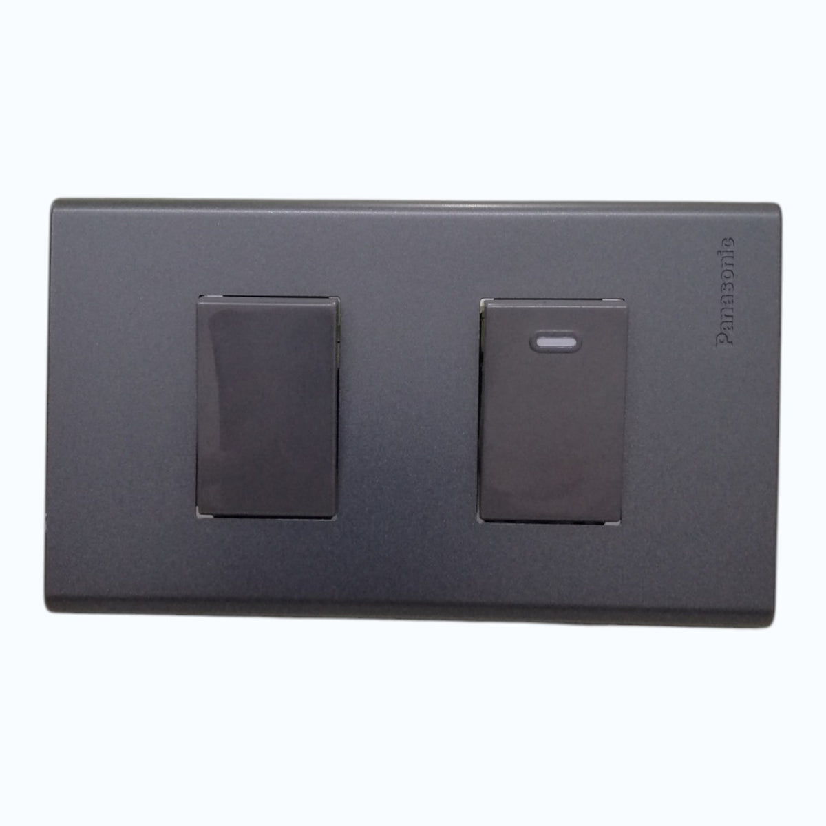 Panasonic 2-Gang Combination Switch 3 Way and 1 Way Switch Gray 16A 250V with Wide Color Refina Series Metallic Black Plate Cover WEG6803MB-1/WEG5001HK-5/WEG5002HK-5 Electx