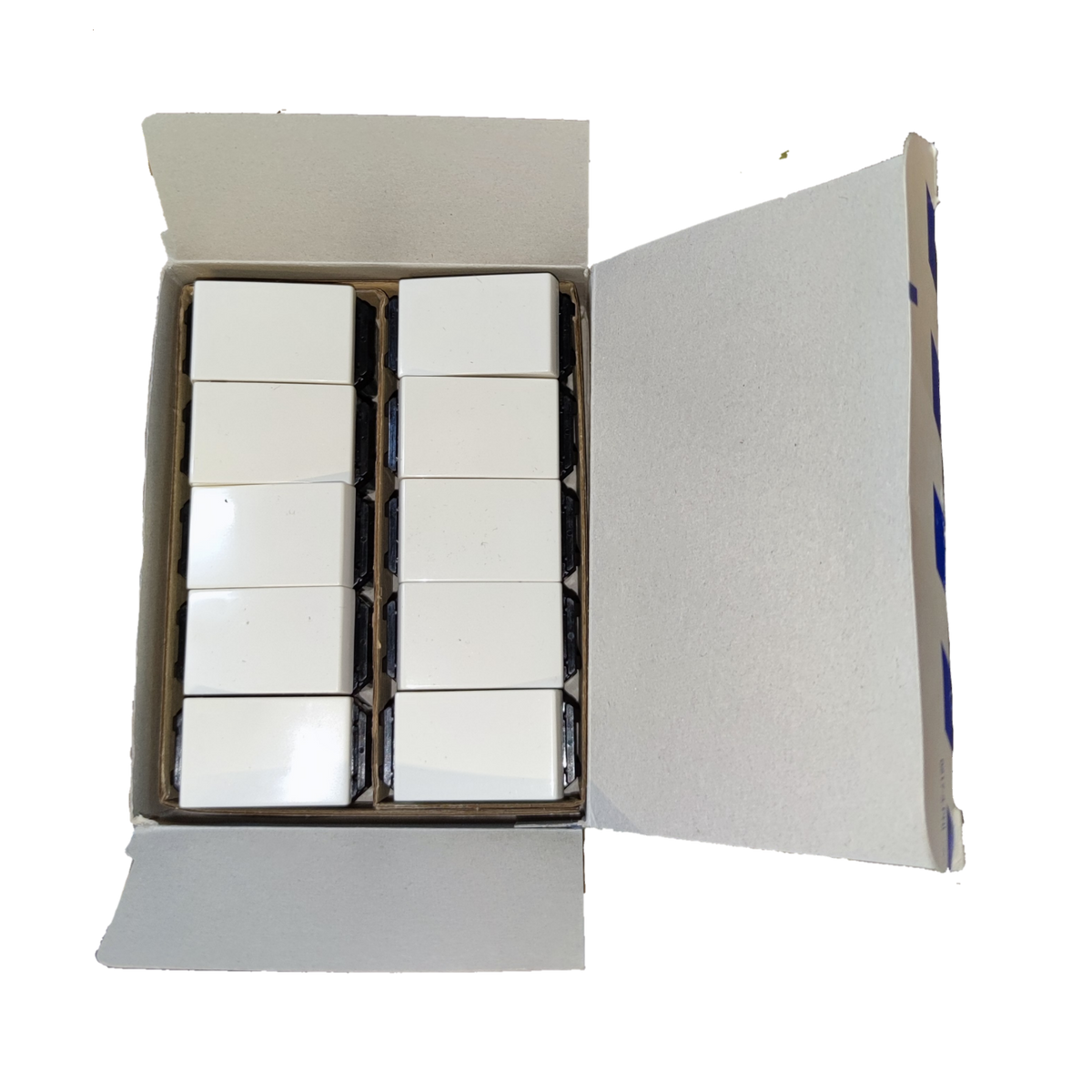 Panasonic 3 Way Switch Wide Series WEG5002K-5 white switches neatly arranged in an open box