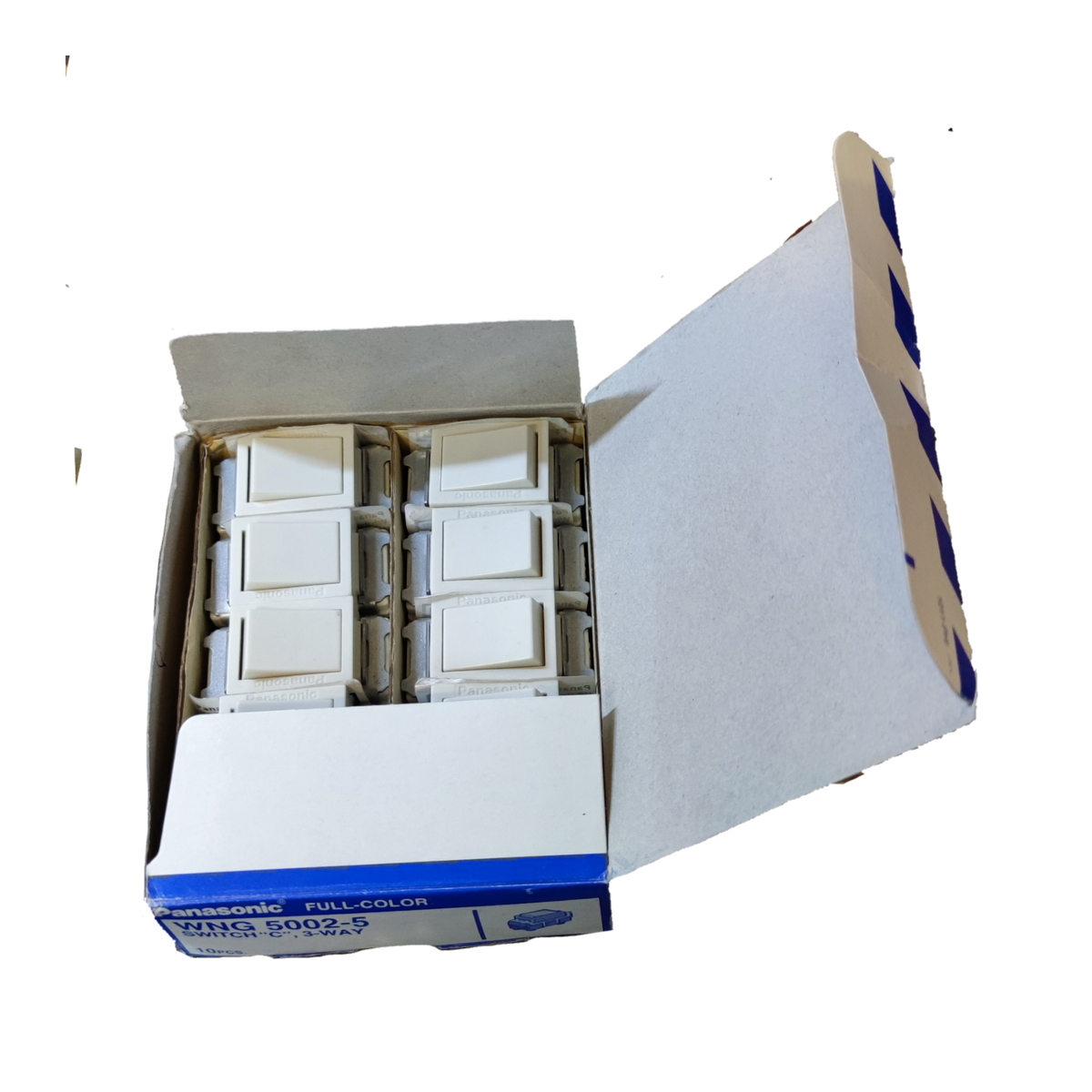 Panasonic 3 Way Switch Classic Series WNG5002-5 white switches in open packaging box