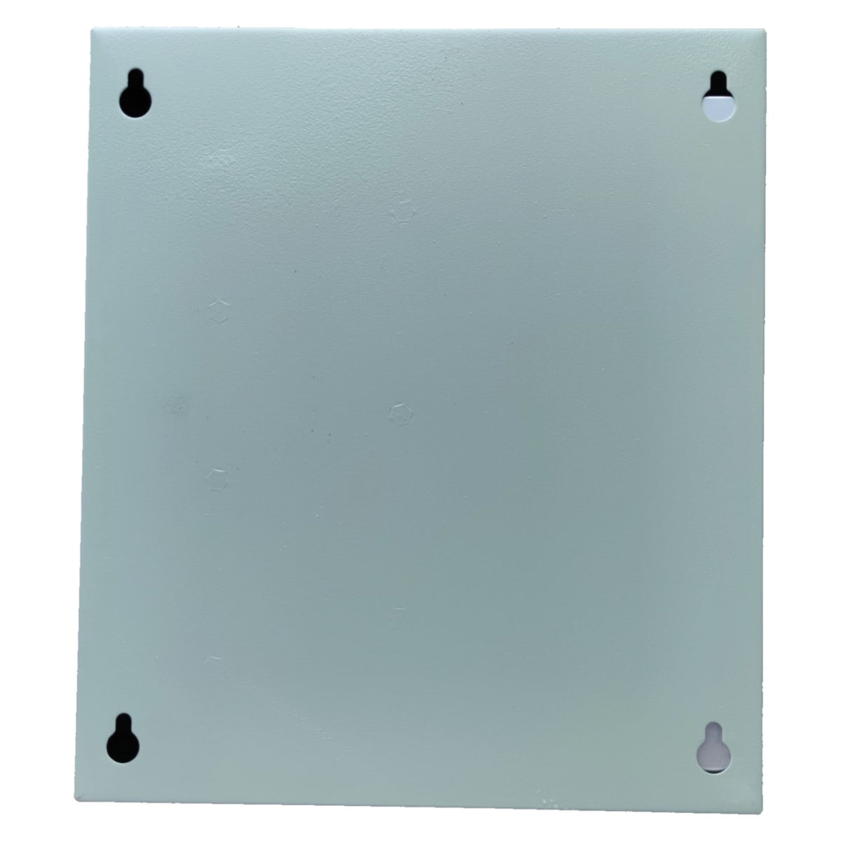 Rectangular glass panel with four black clips on a white background