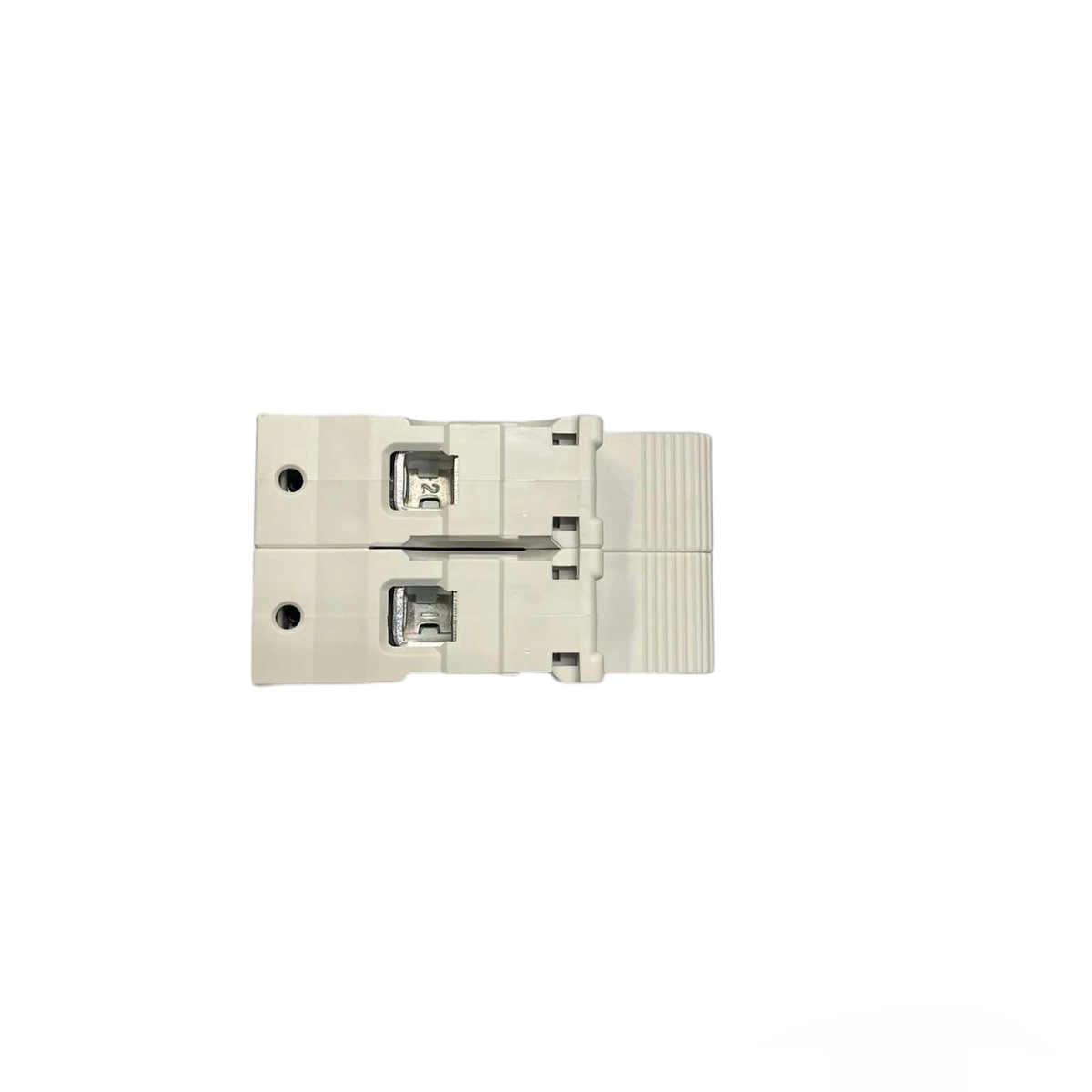 White door hinge on a white background