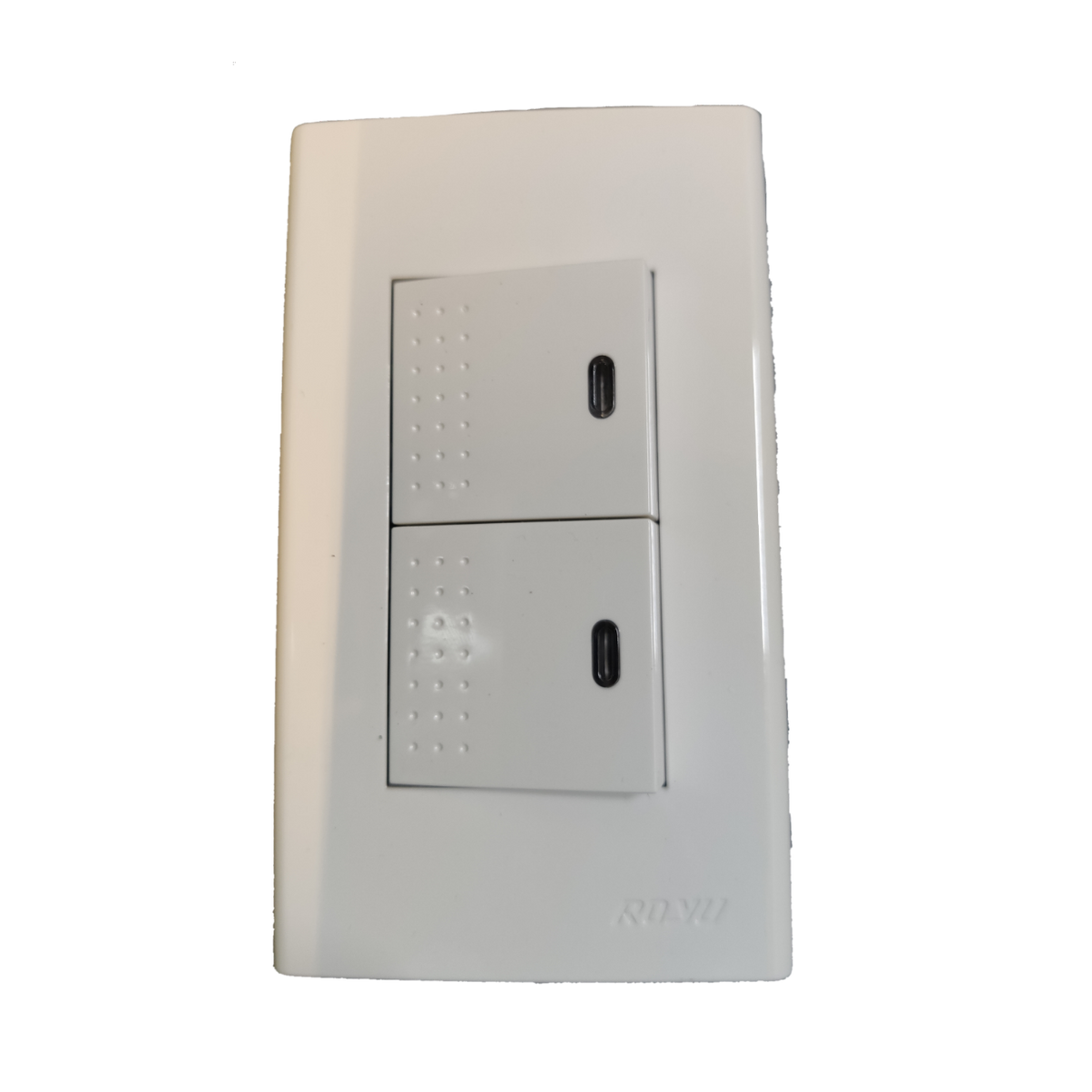 Royu 2 Gang 1 Way Switch with LED white electrical wall switch panel