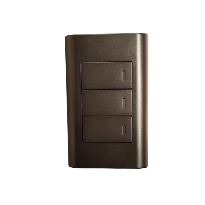Royu 3 gang 1 way switch in dark brown with sleek rectangular design for home power control