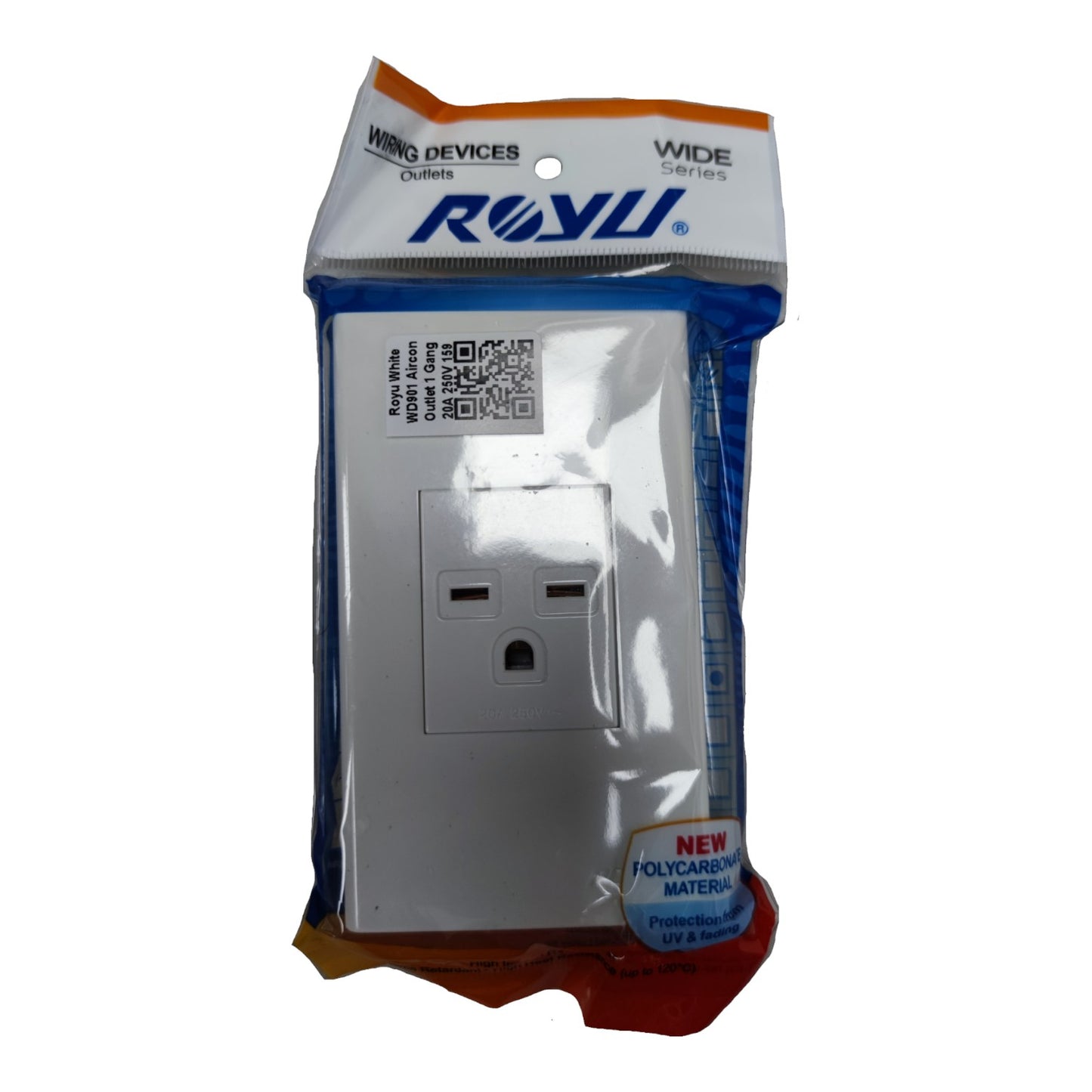Royu Aircon Outlet with Plate Cover Wide Series 20A 250V WD901 Electx Electrical Supply