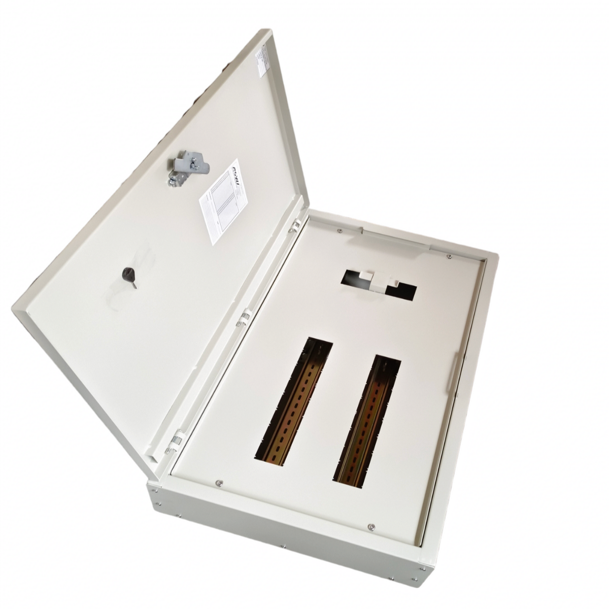 Royu electrical MTS Main Miniature with Interlock 16 Branches panel box with open lid and metal casing