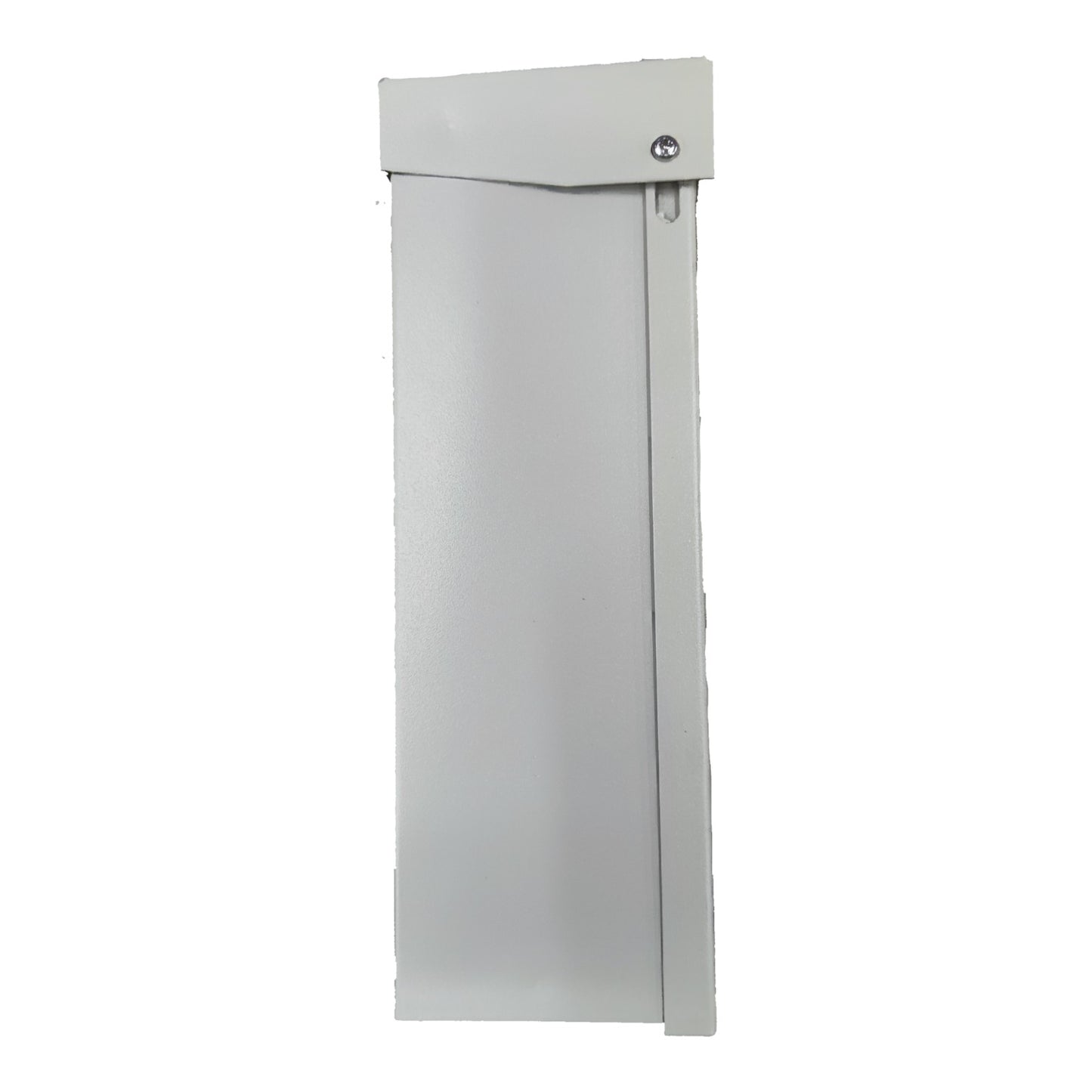 Metallic box with a small window on a white background