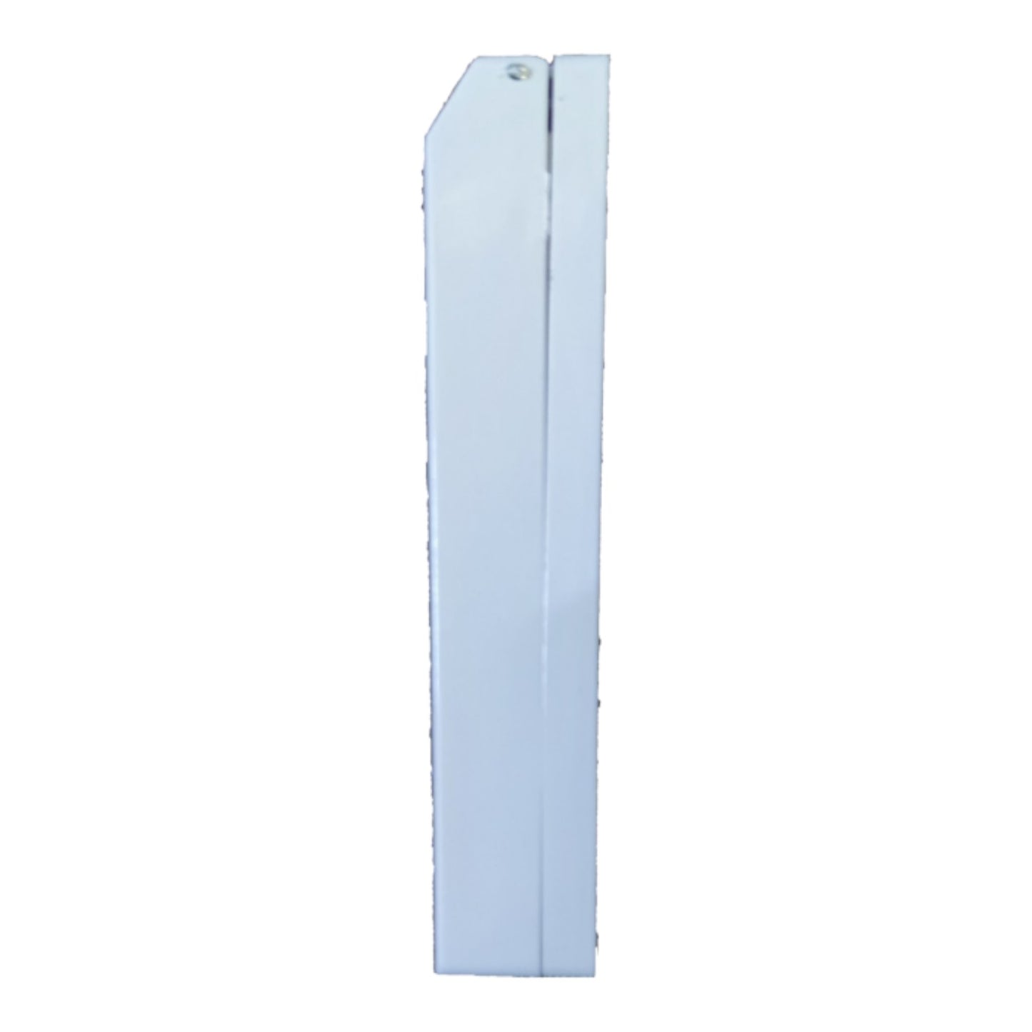 A long, narrow white rectangular panel or cover with a slight sheen, shown upright on a plain white background.
