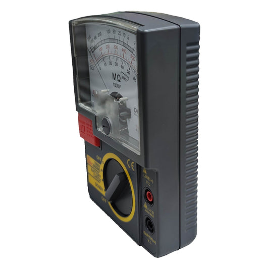 Sanwa Insulation Resistance Tester DM1009S with analog display and test lead connectors for electrical testing