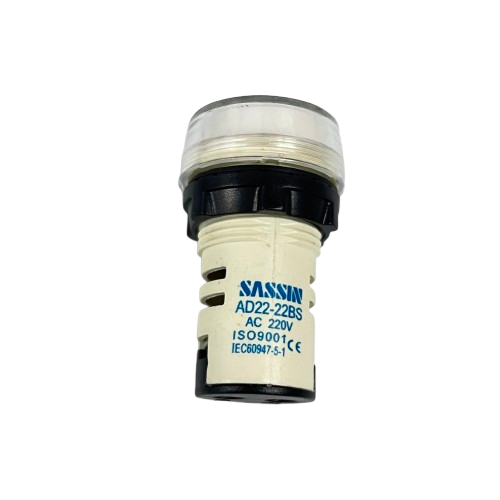 Sassin LED Indicator Lamp 22mm 220V AC, Pilot Lamp WHITE