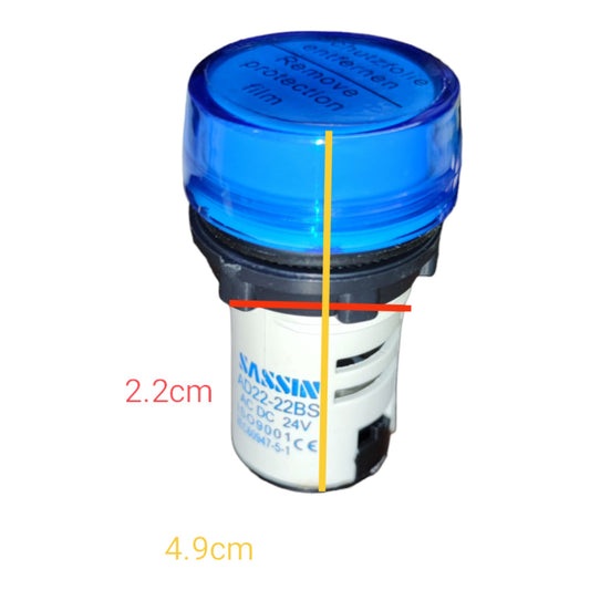 Sassin LED Pilot Lamp 22mm 24V Panel Indicator Pilot Light Blue AD22-22BS24VB Electx Electrical Supply
