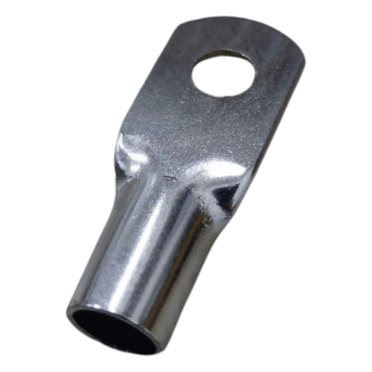 Metallic wire terminal on a white background