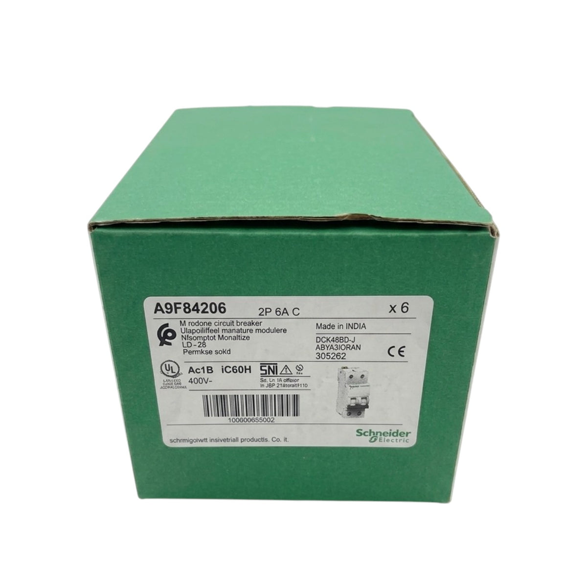 Schneider 6A 2 Pole 30KAIC 220V Miniature Circuit Breaker MCB A9F84206 iC60H C 6A IEC/EN 60898-1