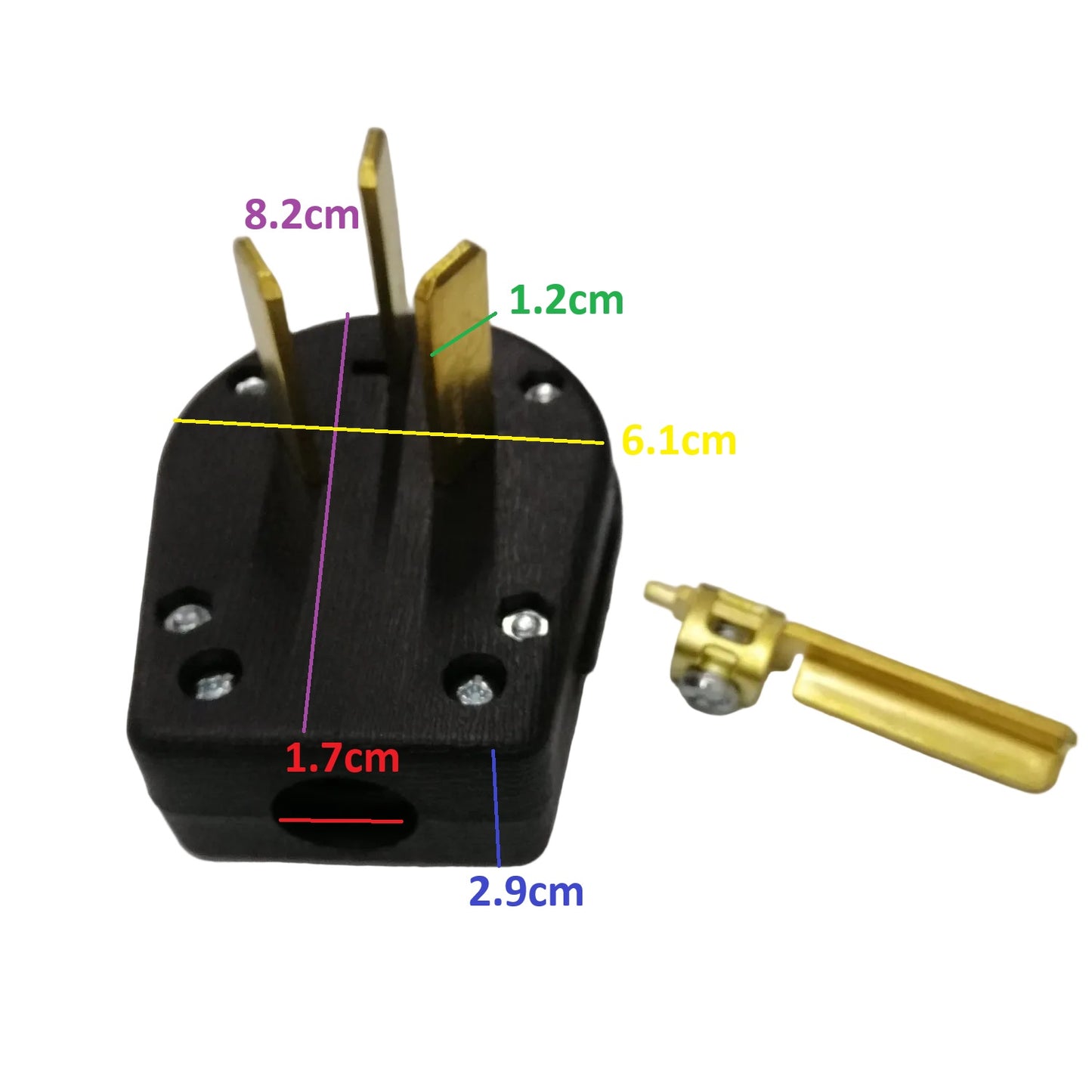 Surer_No.371_NEMA_10-50P_Non-Grounding_Right_Angle_Plug_50A_250V_3P_3Wire_with_measurement