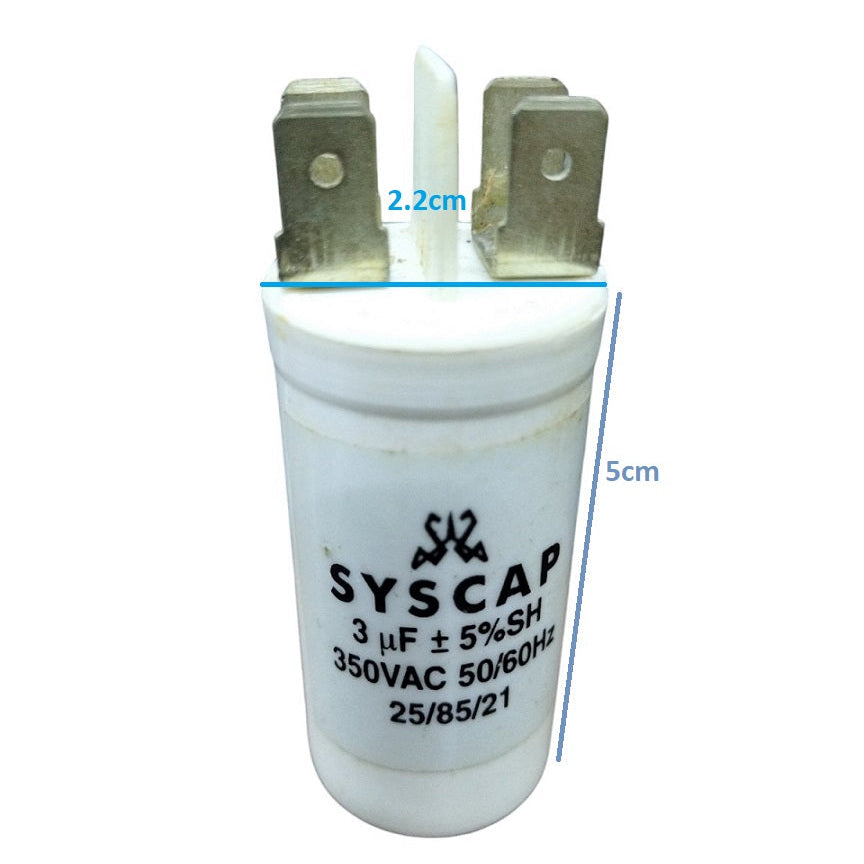 Syscap motor running capacitor 3mfd 350vac with a compact design for reliable electrical performance