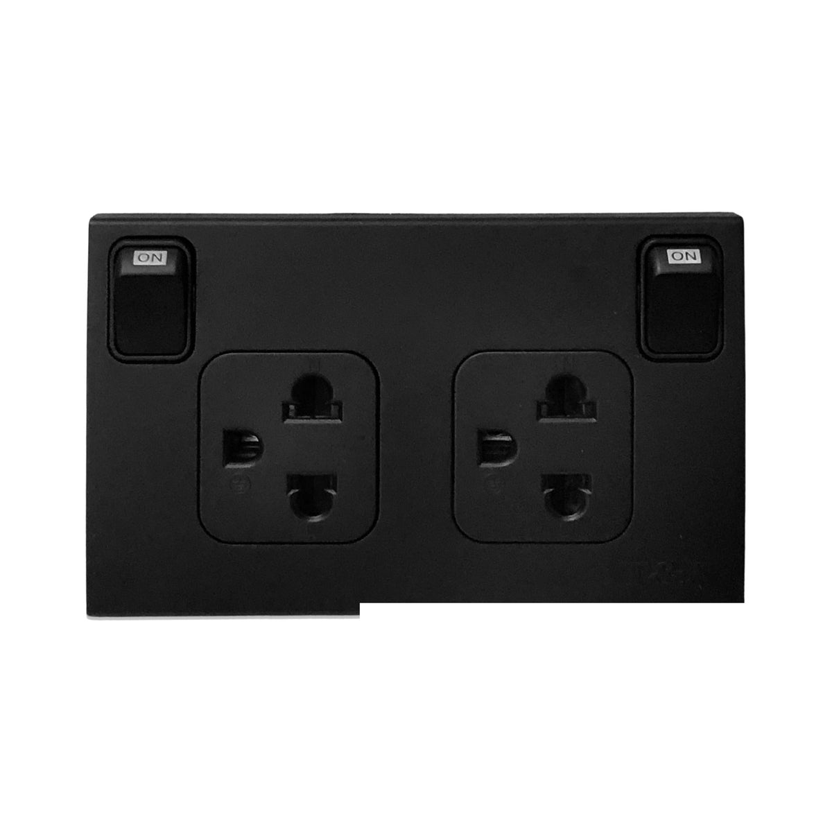 T&J Duplex Universal Outlet with Individual Switch 10A 250V W816UV2S Matt Black