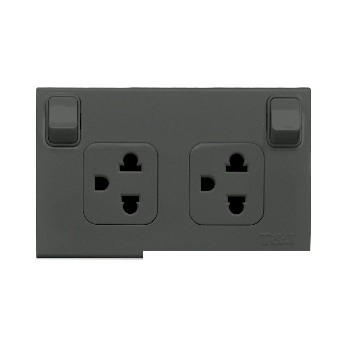 T&J Duplex Universal Outlet with Individual Switch 10A 250V W816UV2S Matt Gray