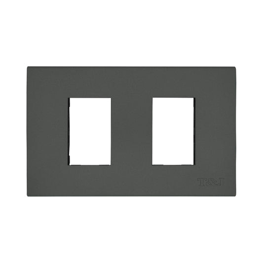 T&J 2 Gang Plate with Mounting Bracket Matt Gray W1112-HMSB