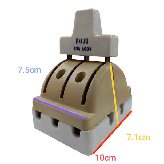 Taiyou 30A 3PDT 600V Switch Porcelain, 3 Pole Double Throw