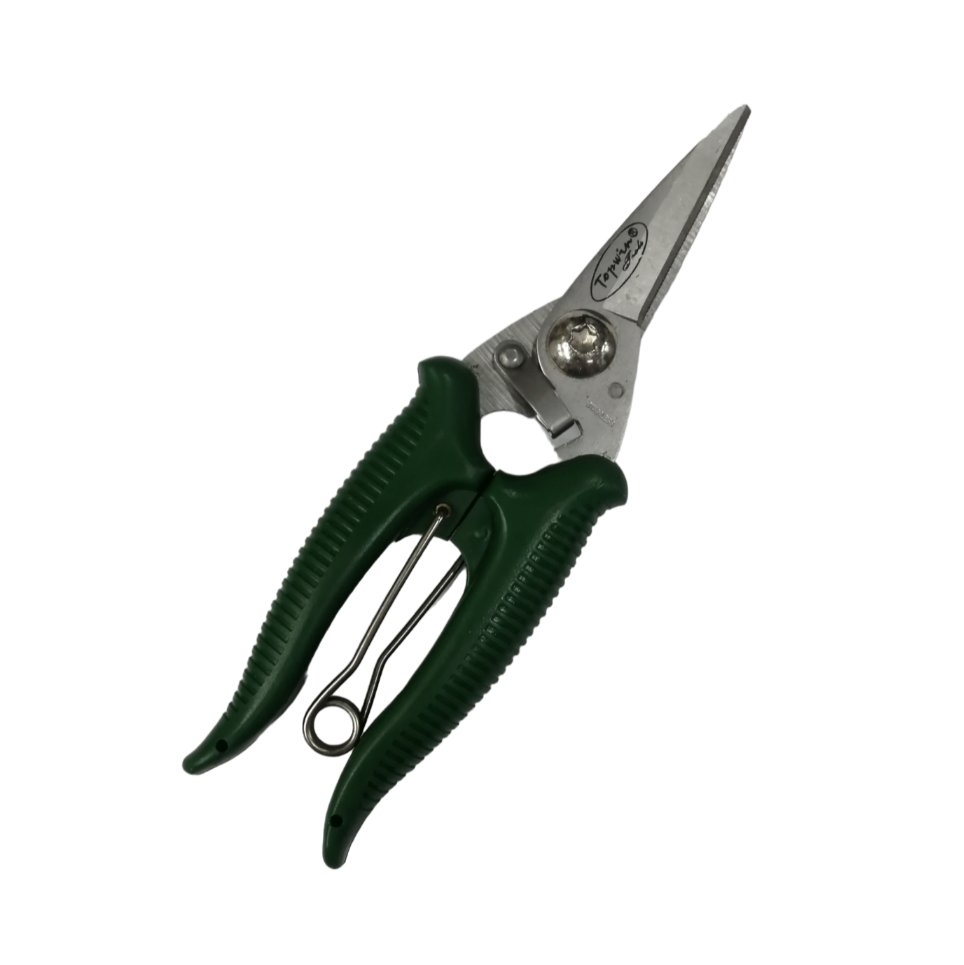 Topwin 7 Inches wire cutting scissors for electricians with green ergonomic handles and stainless steel blades