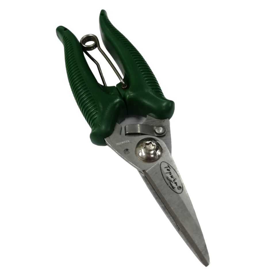 Topwin 7 Inches wire cutting scissors for electricians with green ergonomic handles and steel blades