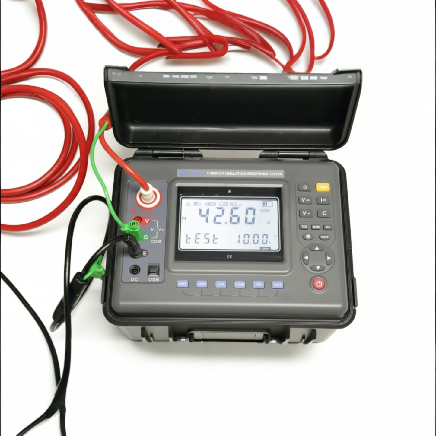 Electrical tester with cables on a white background UNI-T Digital Insulation Tester Rated 10KV UTG-T3630 HV Test Set Resistance Tester Electx Electrical SUpply