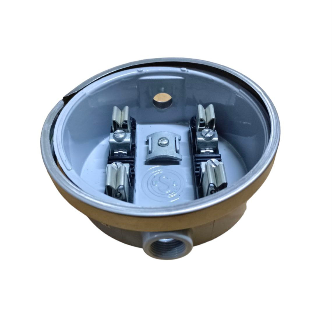 USA Round Meter Base electrical component with metal terminals and circular design for wiring connections